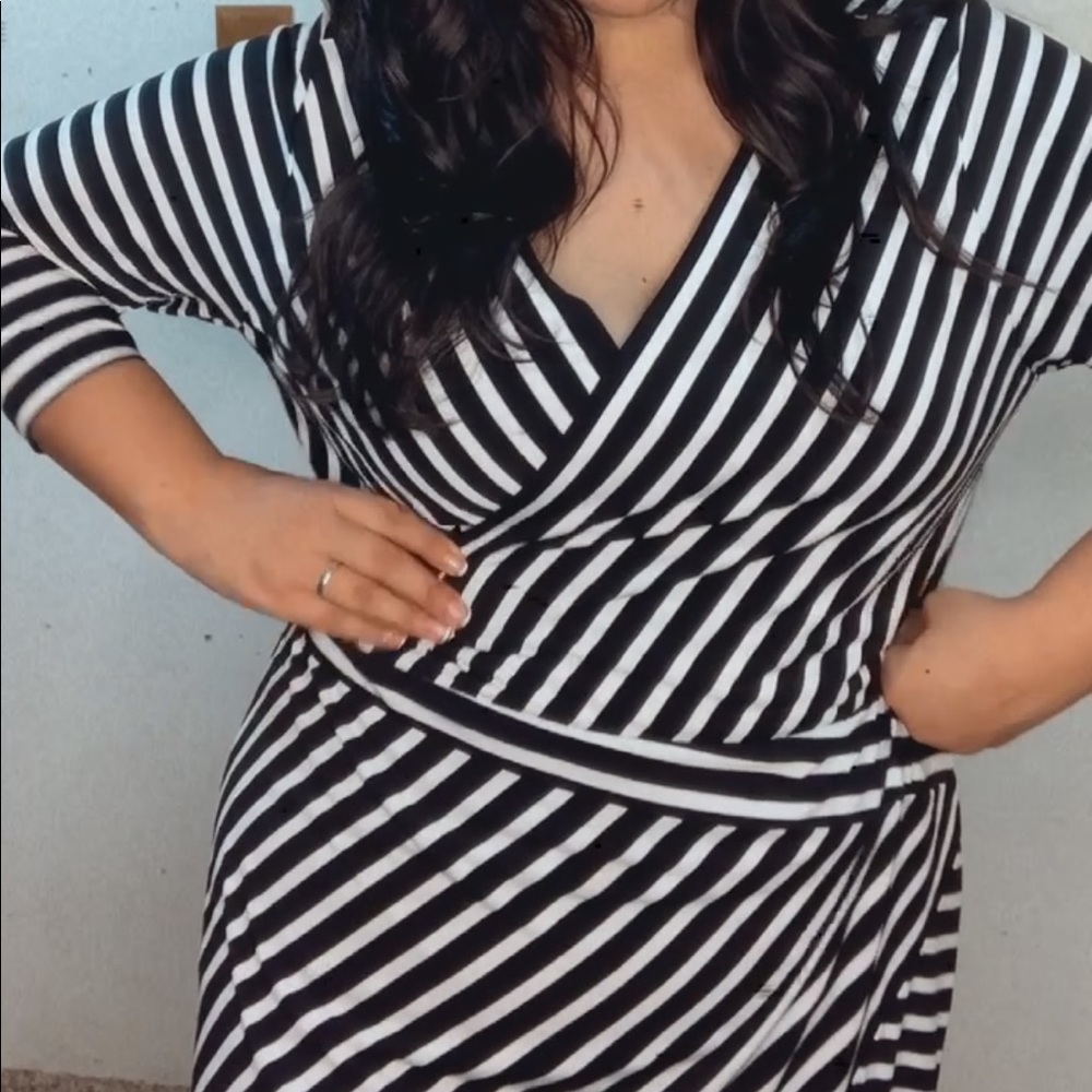 Black and white striped lame Bryant dress